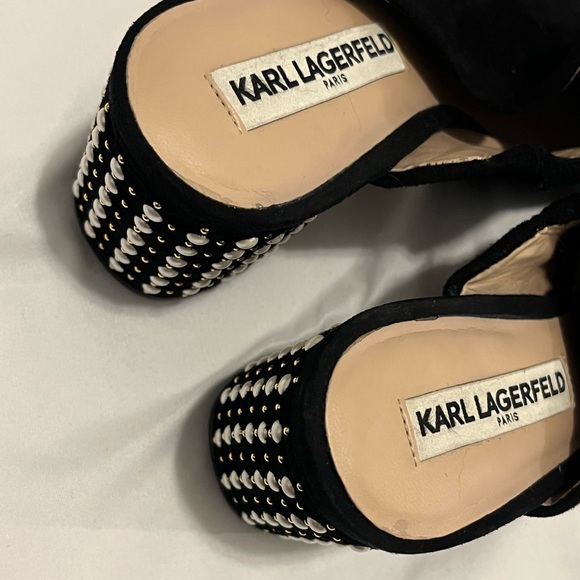 KARL LAGERFELD BLACK SUEDE MULES - GREAT CONDITION - Picture 5 of 9